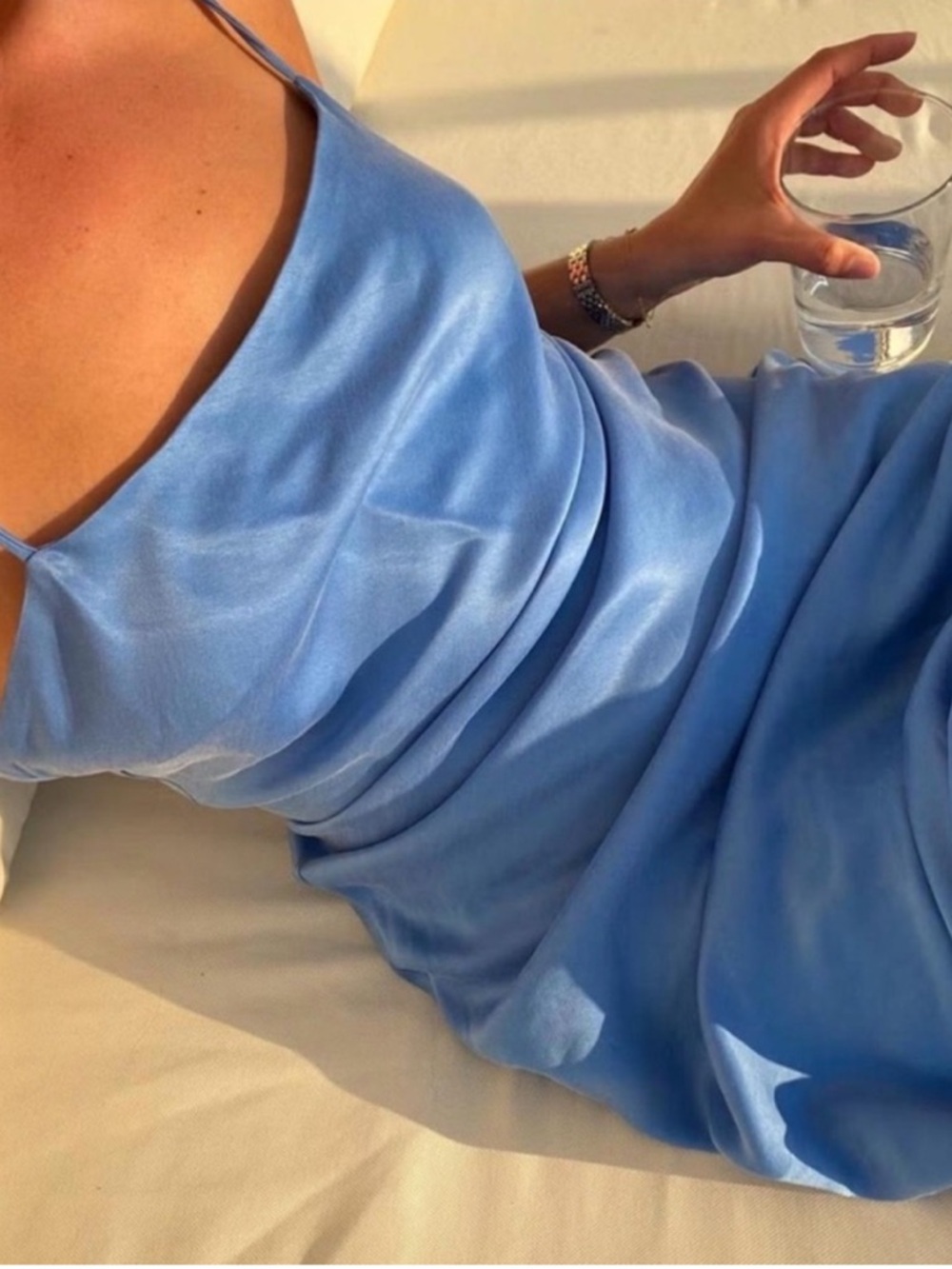 Djerf Avenue Dream Midi Dress in Sky Blue Size XXS